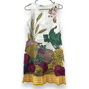Vintage Moschino Cheap & Chic Vegetable‎ Fruit Wheat Multicolor Sleeveless Dress